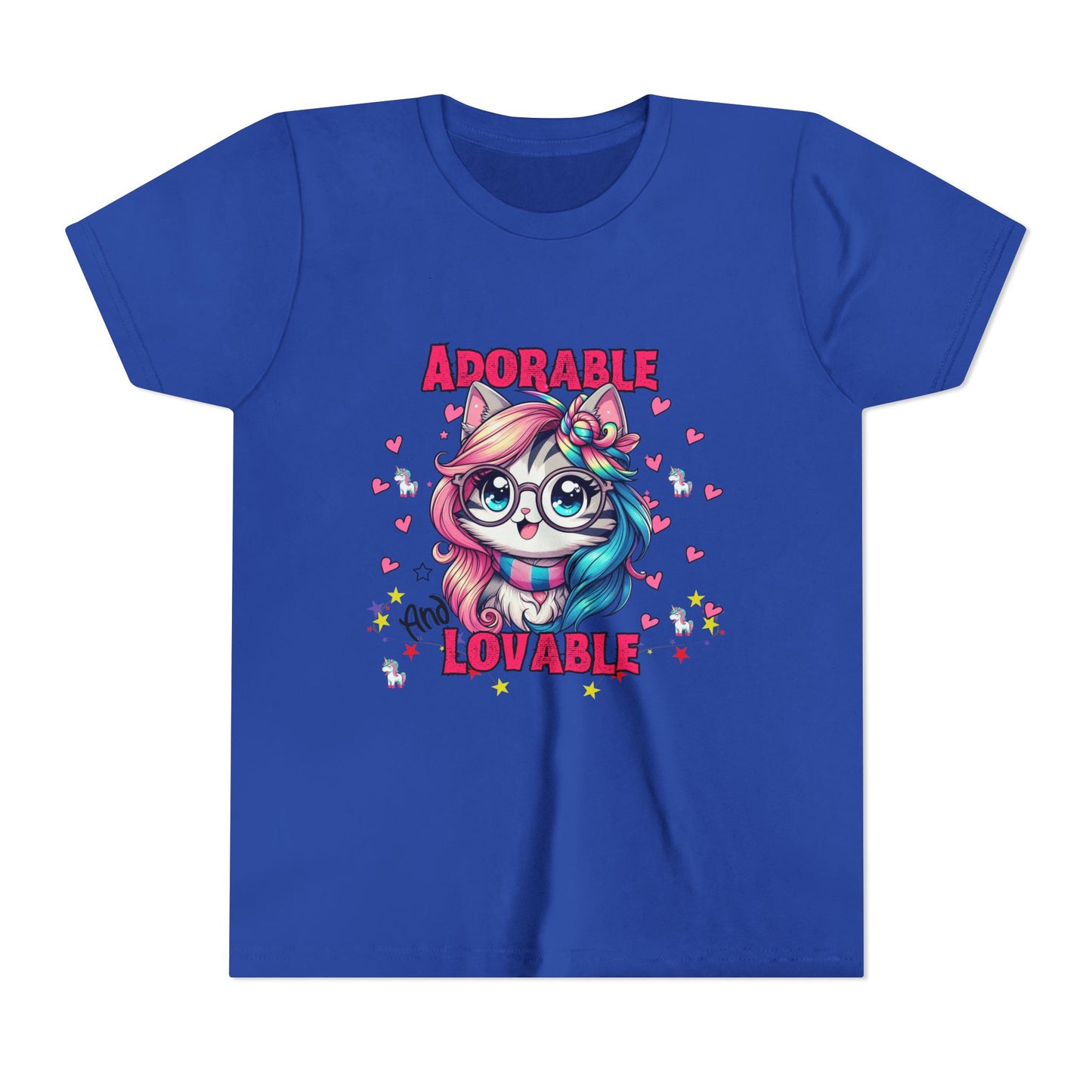 Adorable & Lovable Youth Tee, Girls Shirt, Cute T-Shirt, Gift for Kids, Birthday Outfit, Unicorn Theme Apparel