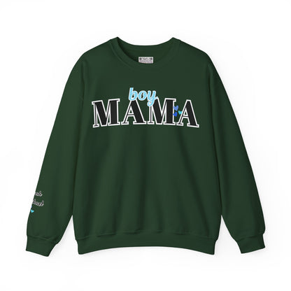 Boy Mama Crewneck Sweatshirt – Cozy Unisex Mom Sweater, Cute Mother’s Day Gift, White Minimalist Mom Life Pullover, New Mom Apparel