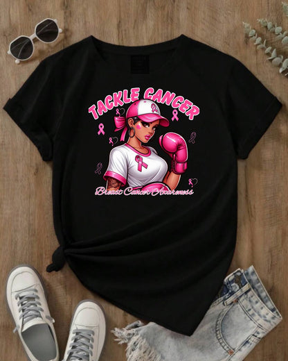 Empowering Unisex Heavy Cotton Tee - Tackle Cancer, Breast Cancer Awareness Shirt, Supportive Gift in Honor of Survivors