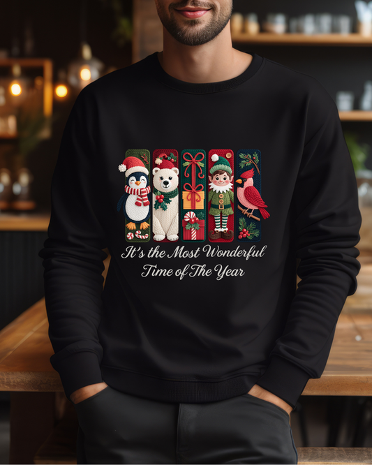 It’s the Most Wonderful Time of the Year” Christmas Sweatshirt – Cozy Unisex Holiday Crewneck, Festive Winter Pullover, Classic Christmas Sweater