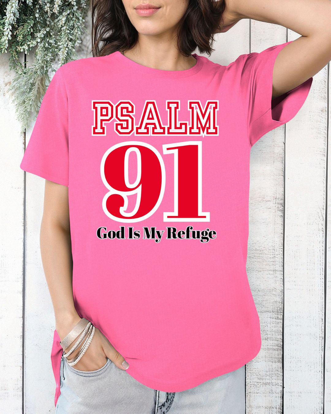 Psalm 91 Heavy Cotton Tee, Inspirational Faith Shirt, God Is My Refuge, Religious T-Shirt, Christian Gift, Spiritual Apparel