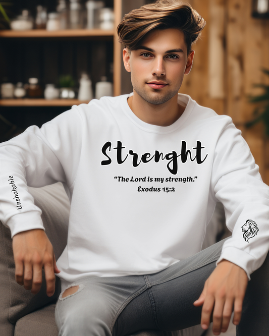 Strength Sweatshirt – The Lord Is My Strength Crewneck, Inspirational Christian Pullover, Faith-Based Unisex Apparel, Motivational Gift for Believers