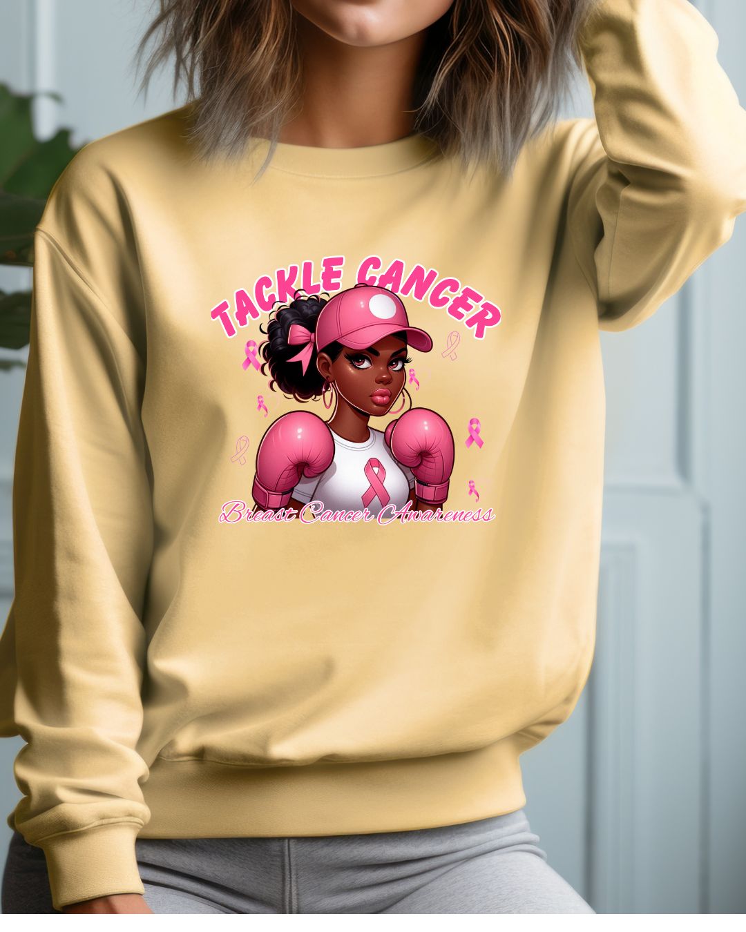 Awareness Sweatshirt - Tackle Cancer Crewneck, Unisex Pink Awareness Pullover, Breast Cancer Support Gift, Cozy Charity Apparel,