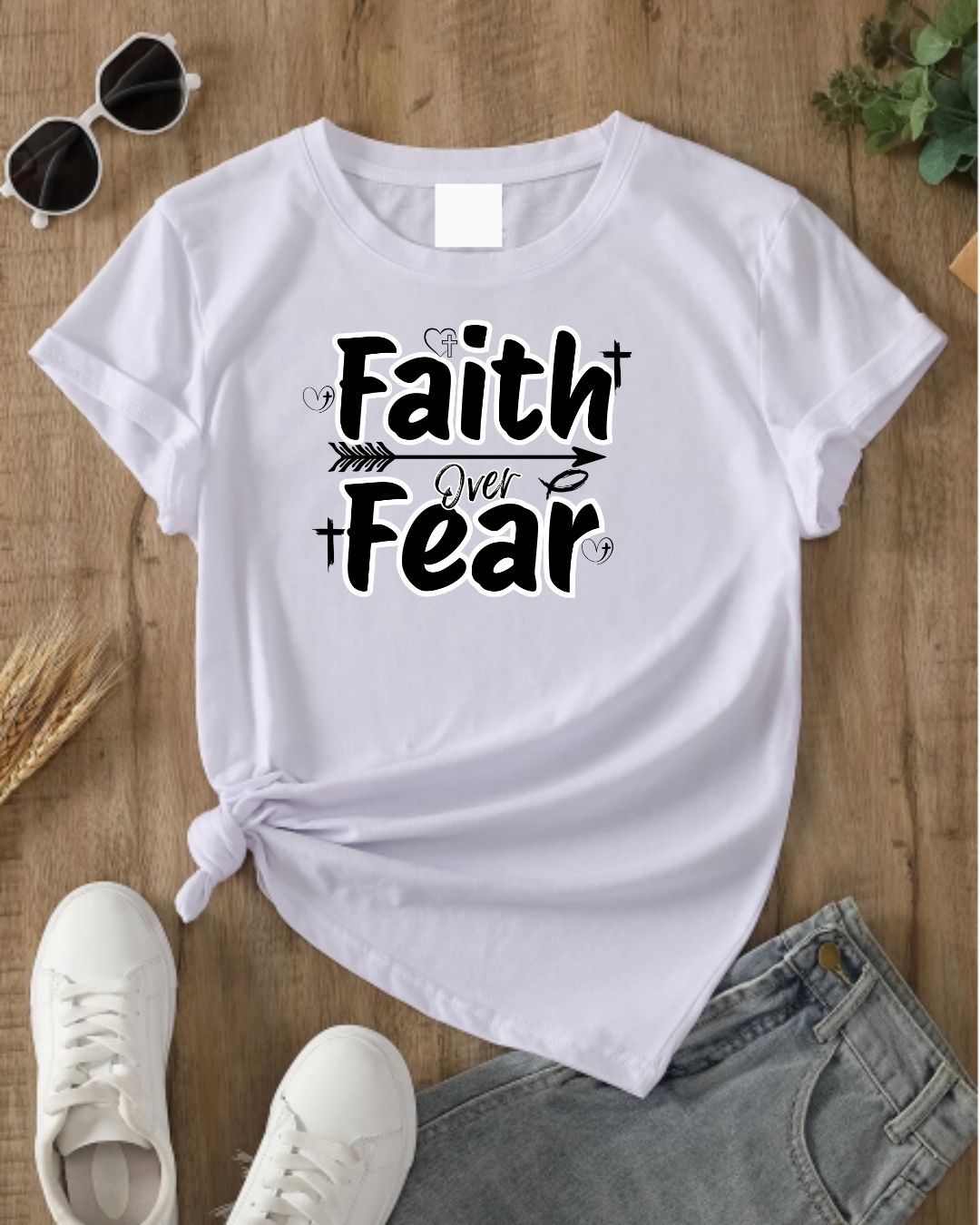 Faith Over Fear Unisex Heavy Cotton Tee, Inspirational T-Shirt, Motivational Apparel, Christian Gift, Everyday Wear, Faith-Based Fashion