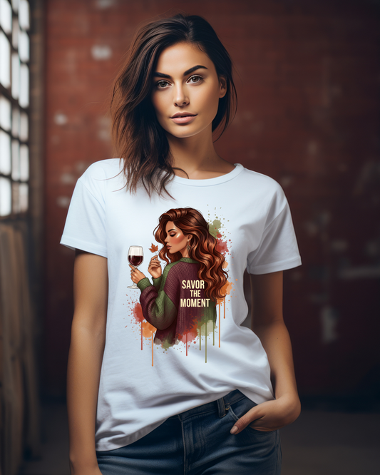 Savor the Moment Wine Lover T-Shirt – Relaxing Wine Night Graphic Tee, Unisex Comfort Shirt, Wine Pun Gift for Women and Men