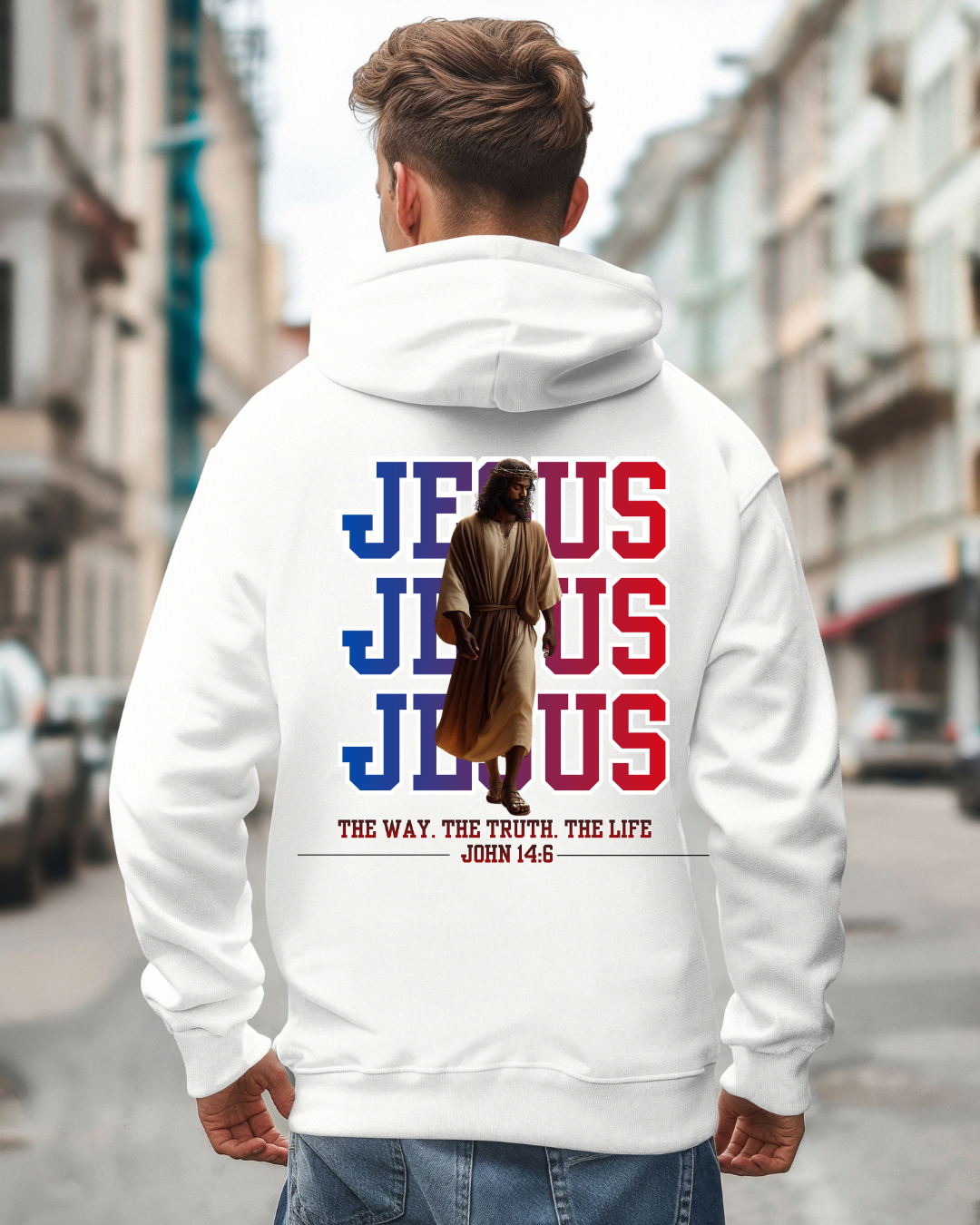Jesus Hoodie — “The Way, The Truth, The Life” John 14:6 Christian Pullover, Faith Hoodie, Inspirational Bible Verse Sweatshirt, Unisex Religious Apparel