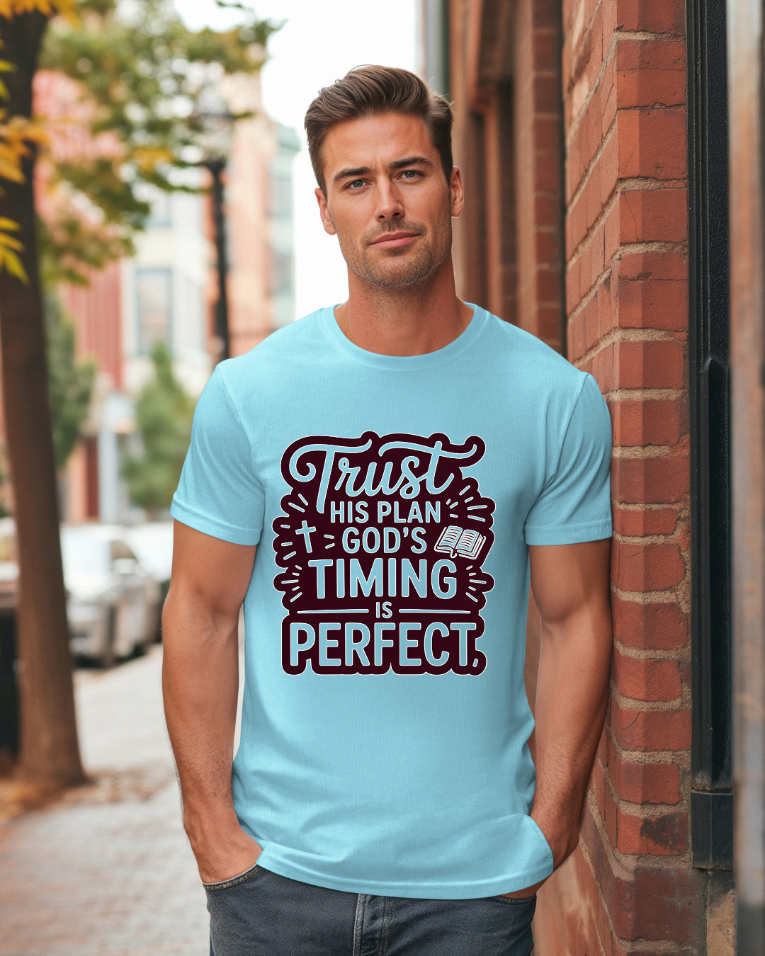 Trust His Plan T-Shirt – “God’s Timing Is Perfect” Unisex Christian Tee, Inspirational Faith Shirt, Motivational Bible Quote Apparel