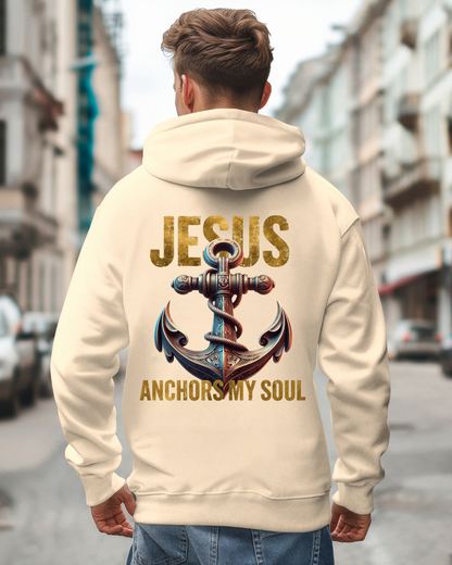 Jesus Anchors My Soul Hoodie — Christian Anchor Hoodie, Faith-Inspired Pullover, Hebrews Hope Apparel, Unisex Religious Sweatshirt