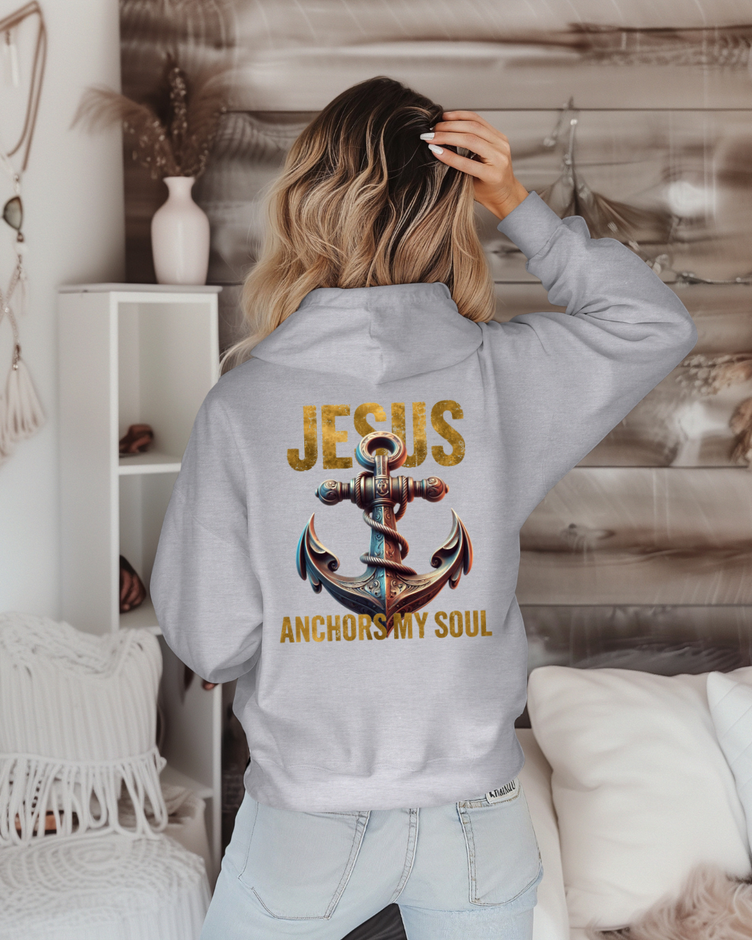 Jesus Anchors My Soul Hoodie — Christian Anchor Hoodie, Faith-Inspired Pullover, Hebrews Hope Apparel, Unisex Religious Sweatshirt