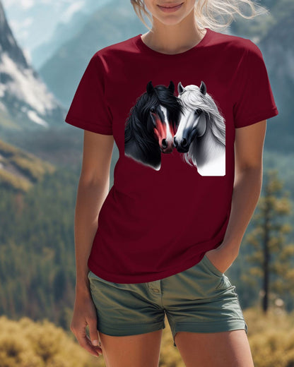 Black and White Horse Graphic Tee, Unisex T-Shirt, Equestrian Gift, Casual Wear, Horse Lover Apparel, Horse-Themed T-Shirt