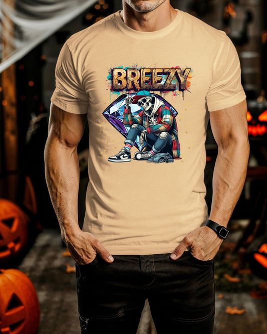 Urban Art Unisex Tee - 'BREEZY' Graphic, Hip-Hop Fashion, Streetwear Style, Casual Attire, Gift for Teens, Festival Outfit