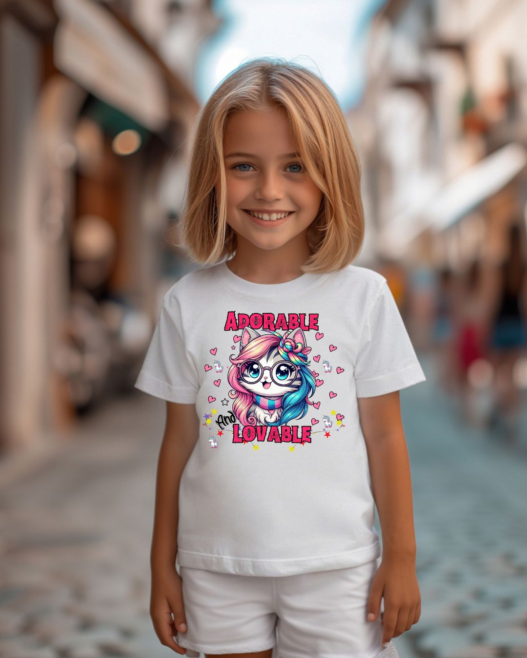 Adorable & Lovable Youth Tee, Girls Shirt, Cute T-Shirt, Gift for Kids, Birthday Outfit, Unicorn Theme Apparel