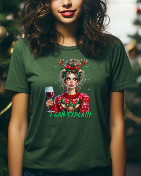 Festive Christmas Tee, I Can Explain Seasonal Top, Holiday Apparel, Unisex Holiday Shirt, Funny Christmas Outfit