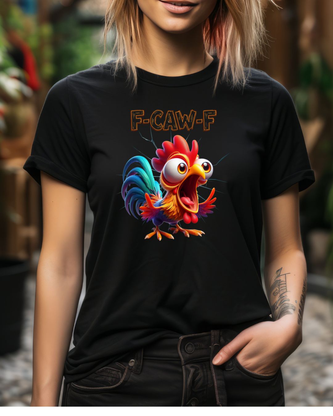 F-Caw-F Funny Chicken Tee, Humorous Graphic T-Shirt, Farm Animal Clothing, Gift for Chicken Lovers, Unisex Cotton Tee