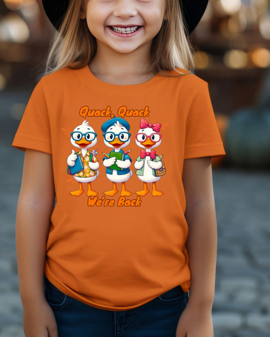 Kids Quack Quack Tee, Fun Back To School Shirt, Duck Graphic Tee, Gift for Children, Playful Kids Apparel